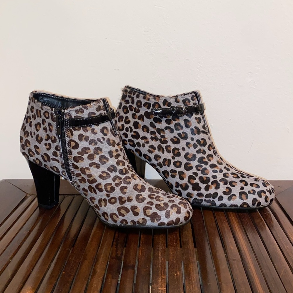 Aerosoles Patrole Car Black and Grey Leopard Booties